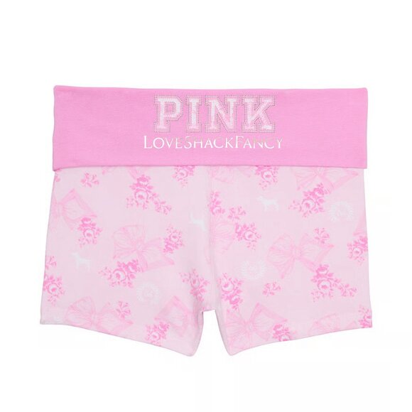 PINK x LoveShackFancy, L, Cotton Foldover Micro Shorts & Bombshell Travel Spray - Picture 9 of 9